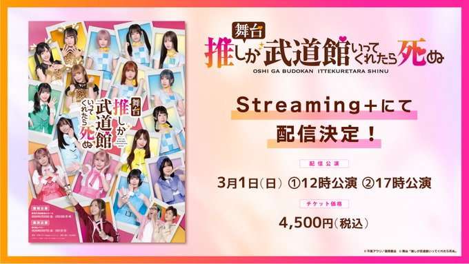 SKE48出演舞台『推しが武道館いってくれたら死ぬ』東京公演千秋楽配信決定！